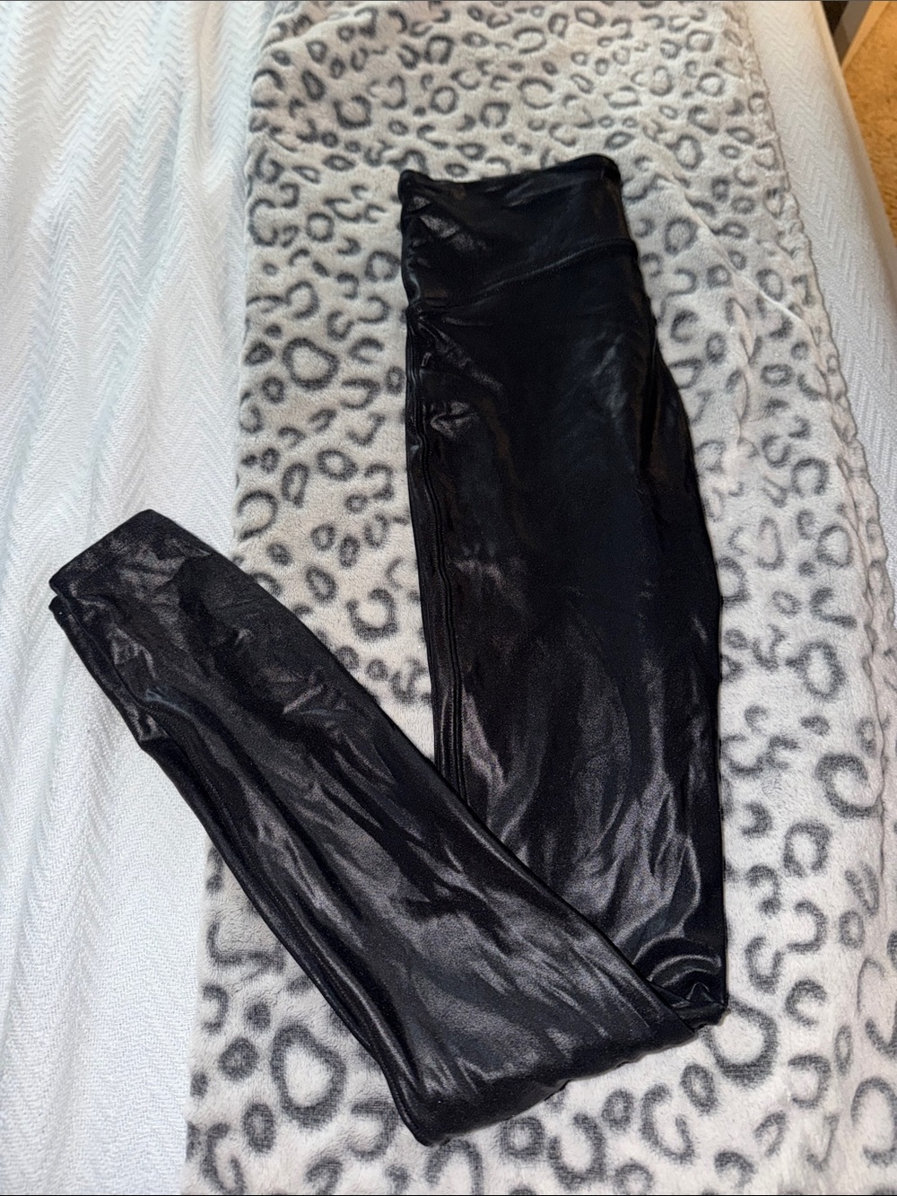 SPANX Black Shiny High-Waist Jeggings